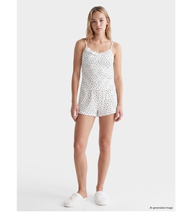 LCW DREAM Beyaz Benekli İp Askılı Kadın Şortlu Pijama Takımı