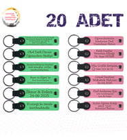 F Yeşili & Pembe, Akraba Gecelerine Anlamlı Sürpriz, 20’li Set, Kişiye Özel Yazılı Deri Anahtarlık