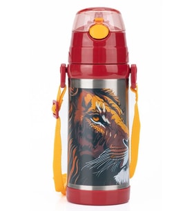 Galatasaray Leon 425 ml Silikon Pipetli Taşıma Asklı Çelik Matara/Termos