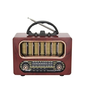 Orta Boy Retro Ahşap Tasarım Bluetooth Hoparlörlü Radyo – FM/AM Destekli, Şarjlı ve Taşınabiliri Radyo NS-6636 (5343)