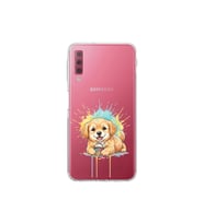 Samsung Galaxy A7 2018 ile Uyumlu Splash Köpek Tasarımlı Şeffaf Silikon Kılıf