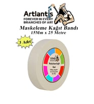 Maskeleme Bandı Kağıt Bant 15 mm 25 Metre 3 Adet Boya Bantı Maskeleme Kağıt Bant Duvar Yağlı Boya Badana