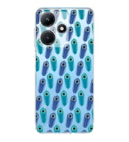 PrintiFy İnfinix Hot 30i ile Uyumlu Nazar Boncuğu 4 Baskılı Kamera Korumalı Şeffaf Silikon Kılıf