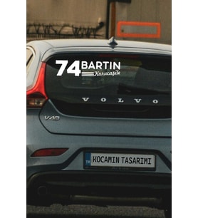 74 Bartın Kurucaşile Plaka Kodlu Beyaz Araç Sticker Kurucaşile İlçe Yazılı Bartın Özel Tasarım 40x8 cm Şehir ve İlçe Temalı Kaliteli Sticker