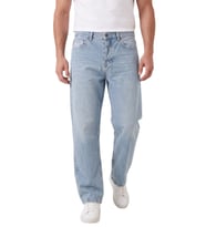 DeepSEA Erkek Mavi Yıkamalı Baggy Fit Likralı Bol Kesim Geniş Paça Jean Kot Pantolon 2600061