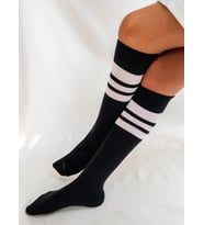 CİHO SOCKS Daily 4 Çift Kız Çocuk, Kadın Çizgili Kaymayan Diz Altı Orta Okul Lise Kolej Okul Çorabı (Siyah)