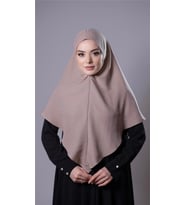 Bej Pratik Hazır Geçmeli Tesettür Eşarp Pamuk Caz Kumaş Düz Hijab 2306_12