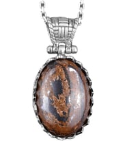 Gerçek Doğal Taş Kolye - 925 Ayar Gümüş Kolye (Bronzit)