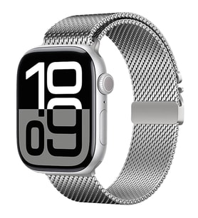 Apple Watch 10/11 42mm-38/40/41mm Kordon Titanyum Kelebek Klipsli Milano Loop 12 (Gümüş)