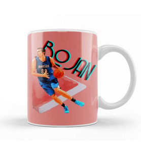 Bojan Bogdanovic Vintage Art   Legend Basketball Gift Kupa Bardak Porselen