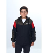Toontoy Erkek Çocuk Sport Baskılı Kapüşonlu Yağmurluk (Siyah)