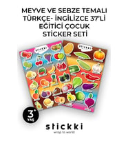 Meyve ve Sebzeler İngilizce-Türkçe Tasarımlı Kredi Kartı Sticker Kaplama