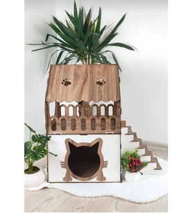 Teraslı Kedi Evi 5kg Ve Üzeri Kediler Için