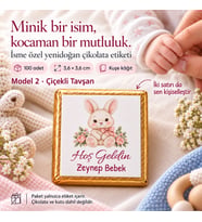 Kişiye Özel Yenidoğan Bebek Hatıra Etiketi 100 Adet 36 × 36 mm Kuşe Kâğıt
