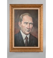 Çerçeveli Paspartulu Atatürk Tablo a562 (Gold)