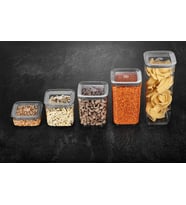 Sude Kare Saklama Kabı, 5'Li Set (1700 Ml+1200 Ml+1000Ml+700Ml+350 Ml)