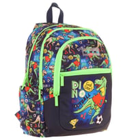 Kauıkko Kids Siyah Yeşil Dinazor Baskılı Erkek Çocuk Okul Çantası - L5266 - Dört Gözlü