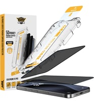 iPhone 16 Serisi ile Uyumlu 5D Privacy EasyFit 2 Adet Kolay Uygulama Aparatlı Ekran Koruyucu Temperli Cam Hayalet Ekran (iPhone 16 Pro)