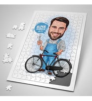 Kişiye Özel Hediye 240 Parça Bisiklet Tamircisi Erkek Karikatürlü Puzzle