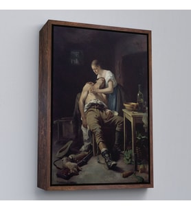 Çerçeveli Henry Jones Thaddeus Yaralı Kaçak Avcı (1881) Duvar Tablosu (Kahverengi)