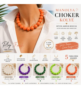 Manolya Büyük Akrilik Boncuk Choker Kolye 5 Renk