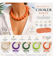 Manolya Büyük Akrilik Boncuk Choker Kolye 5 Renk