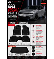 OPEL CORSA F HYBRID 1.2 2025-2026 Araca Özel 3D Paspas + 3D Bagaj Havuzu