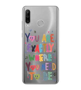 Huawei P30 Lite Uyumlu You Are Exactly Where You Need To Be Desenli Şeffaf Telefon Kılıfı
