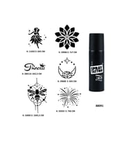 Mandala ve Peri Spray Tattoo Geçici Dövme Seti Dark Siyah Sprey