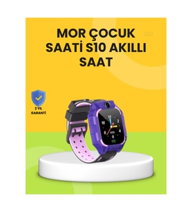 Mor renkli çocuk akıllı saati, adım sayar ve alarm özellikleriyle kullanışlı