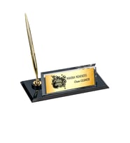 Kişiye Özel Makine Mühendisi Tasarımlı Kristal Masa İsimliği Saatli Tek Kalem (Altın)