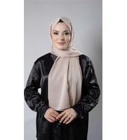 Bej Düz Klasik Şal Şifon Kumaş Janjan Abiye 202108_12