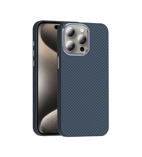 Apple iPhone 15 Pro Max Uyumlu Kılıf M-safe Şarj Özellikli Karbon Fiber Görünümlü Zore Gros Kapak (Lacivert)