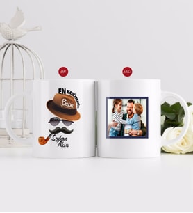 BK Gift Kişiye Özel Babalar Günü Hediyesi Fotoğraflı Kupa Bardak-95 (Beyaz)