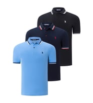 ÜÇLÜ SET T8594 DEWBERRY ERKEK T-SHIRT-SİYAH-LACİVERT-AÇIK MAVİ (Karışık)