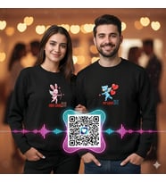 Sevgililer Günü Özel QR kod okut Aşkını ilan et sürpriz yap! Kombin, 2 Ürün Bisiklet Yaka Sweatshirt (Siyah)