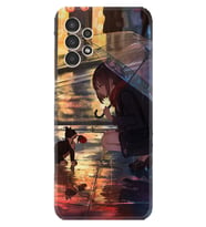 Samsung Galaxy M14 Kılıf Silikon Desen Özel Seri Kız ve Kedi 1762
