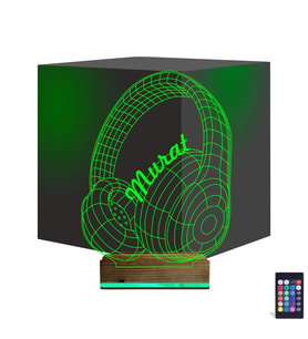 Luvivia Dj Müzik Kulaklık Kişiye Özel 3D Lamba - Masa Gece Lambası