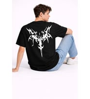 Oversize Erkek Tişört Arkası Baskılı Streetwear Siyah Grafik Back Print Unisex T-Shirt