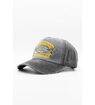 Vintage Eskitme Balık Logolu Denim Şapka  San Francisco Trucker Kep (Siyah)