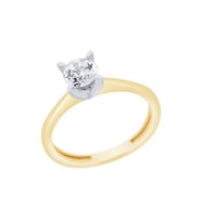 Diamond Line-Gülaylar Sarı Beyaz Altın 14 Ayar Tektaş Yüzük