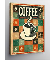 Kanvas Tablo "Coffee" ve Retro Kahve Posteri