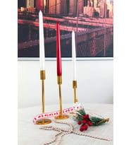 Bulud Design Yeni Yıl Şamdan 3' lü Set (üçlü), Düz Ayak, Gold Şamdan Mumluk, Dekoratif Mumluk, Paslanmaz Çelik,