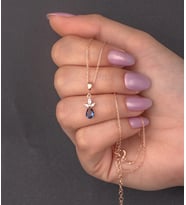 925 Ayar Gümüş Damla Safir Model Lotus Kolye