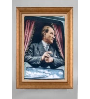Altın Varaklı Paspartulu Çerçeveli Atatürk Tablo sd554