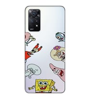 Redmi Note 11 Pro Uyumlu Sunger Bob Tüm Karakterler Tasarımlı Şeffaf Telefon Kılıfı