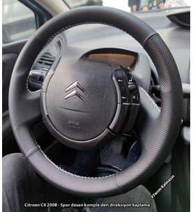 Citroen C4 2008 Araca Özel Direksiyon Kılıfı (NOKTA DÜZ) (Karışık)