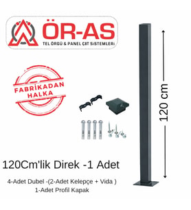 Panel Çit Direği Aksesuarlı-(-120cm-)Renk Antrasit Gri