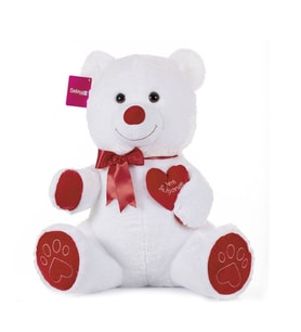 1045B Selay, Tıkıl Ayı 65 Cm Beyaz