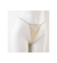 Özel Tasarım Gold Taşlı Tanga, Zincir String (Altın)